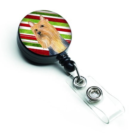 TEACHERS AID Silky Terrier Candy Cane Holiday Christmas Retractable Badge Reel TE231736
